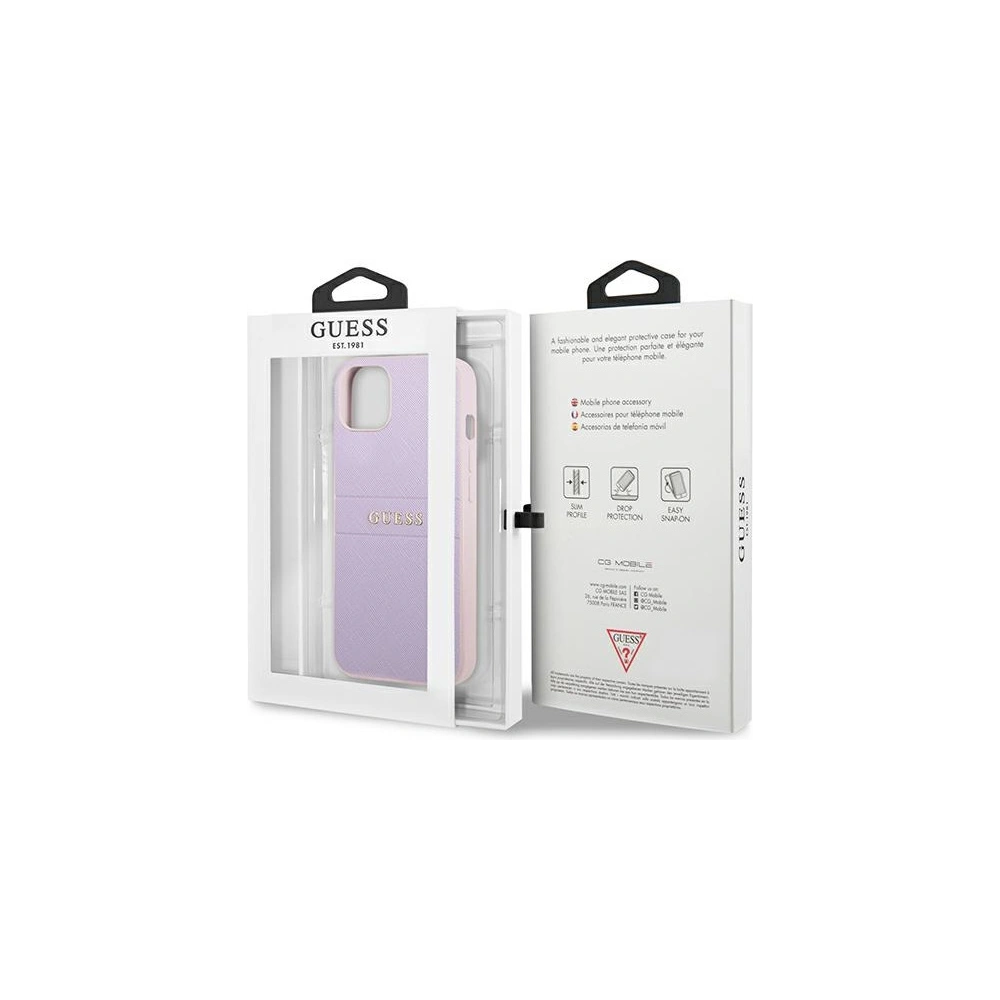 Hurtownia GSM - Etui Guess GUHCP13MPSASBPU Apple iPhone 13 purpurowy/purple Saffiano Hot Stamp & Metal Logo - GUE1672PRP - {ean13} - Hurt
