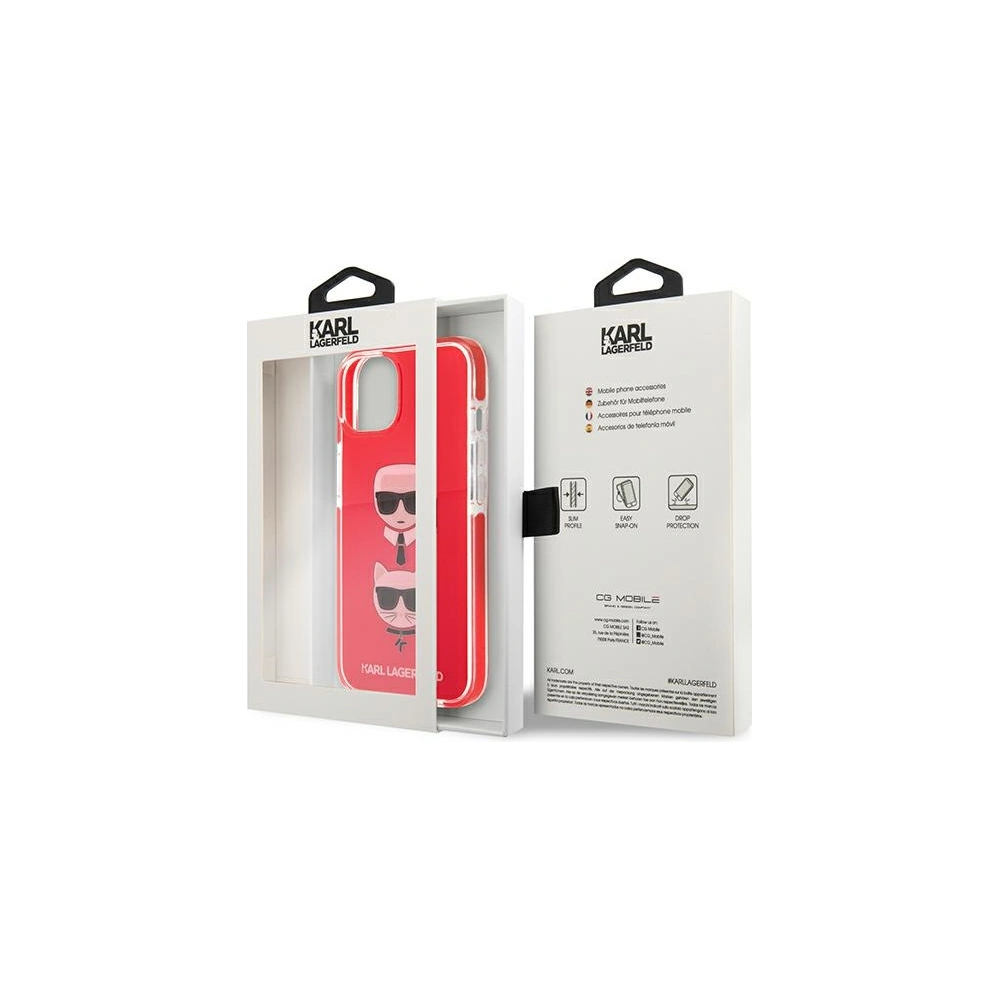 Wholesale Karl Lagerfeld KLHCP13STPE2TR Apple iPhone 13 mini hardcase red Karl&Choupette Head - KLD914RED - {ean13} - Hurt