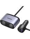 UGREEN CD252 Car charger with two cigarette lighter sockets, USB + USB-C, 120W (gray)
