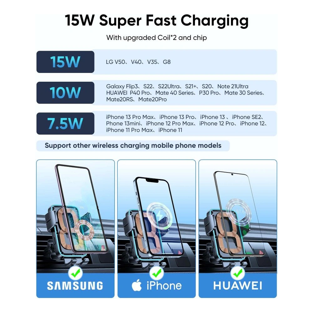 Hurtownia GSM - Upevnění do auta s indukční nabíječkou Joyroom JR-ZS246 Air Vent Car Mount Wireless Charger 15W Černé - JYR085BLK - {ean13} - Hurt