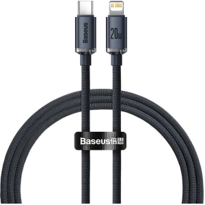 Kabel USB-C do Lightning Baseus Crystal, 20W, PD, 1.2m (czarny)