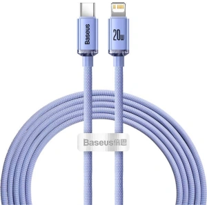 Kabel USB-C do Lightning Baseus Crystal, 20W, PD, 2m (fioletowy)