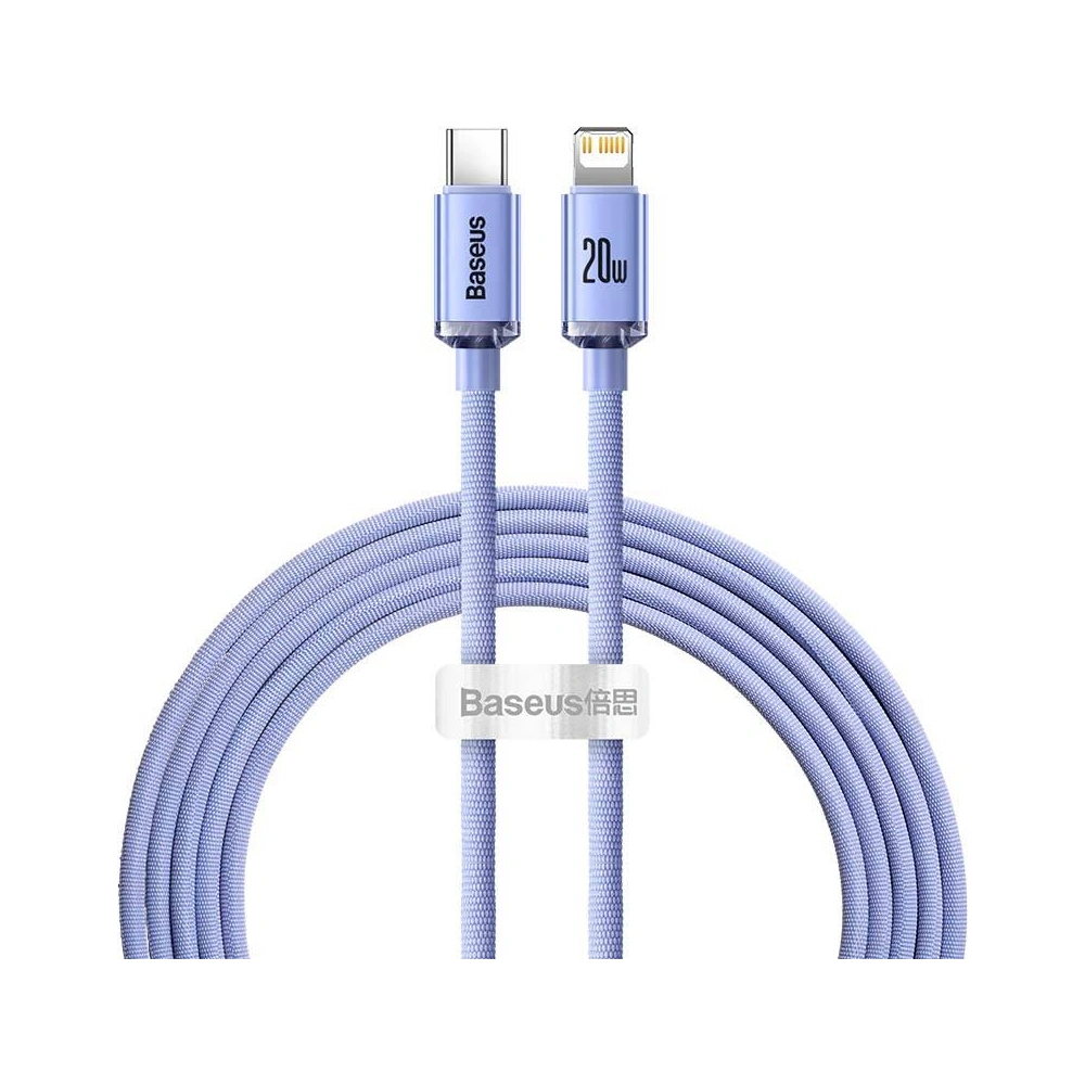 Hurtownia GSM - Kabel USB-C do Lightning Baseus Crystal, 20W, PD, 2m (fialový) - BSU3225VIO - {ean13} - Hurt