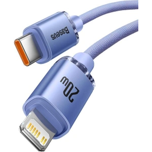 Kabel USB-C do Lightning Baseus Crystal, 20W, PD, 2m (fioletowy)