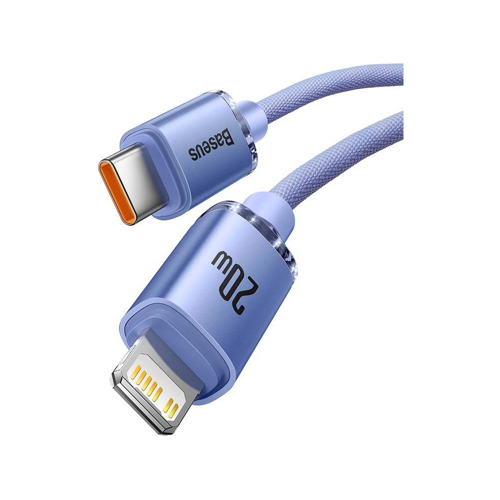 Hurtownia GSM - Kabel USB-C do Lightning Baseus Crystal, 20W, PD, 2m (fialový) - BSU3225VIO - {ean13} - Hurt