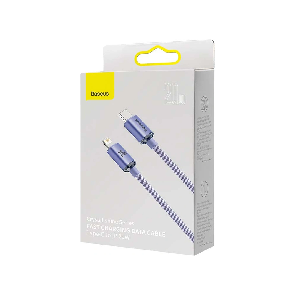 Hurtownia GSM - Kabel USB-C do Lightning Baseus Crystal, 20W, PD, 2m (fioletowy) - BSU3225VIO - {ean13} - Hurt