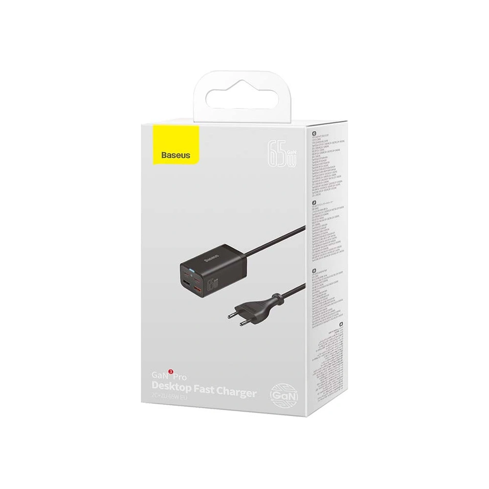 Hurtownia GSM - Síťová nabíječka Baseus GaN3 Pro, 2x USB-C, 2x USB, 65W (černá) - BSU3226BLK - {ean13} - Hurt