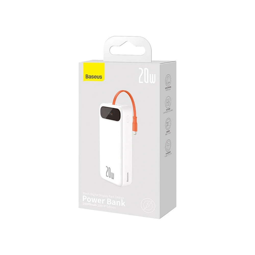 Hurtownia GSM - Powerbank Baseus Block 20000mAh, 22.5W + kabel Lightning (biały) - BSU3237WHT - {ean13} - Hurt
