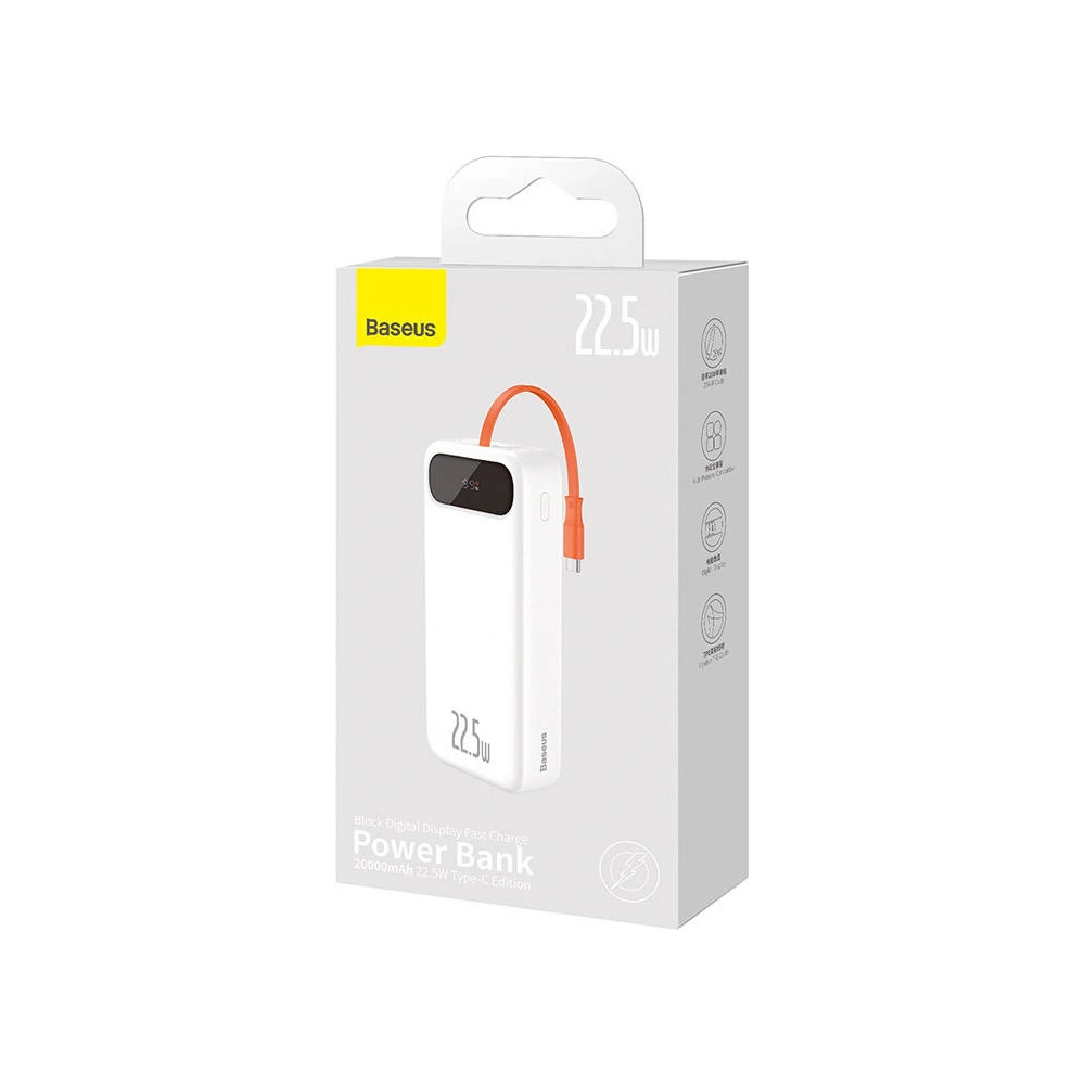 Hurtownia GSM - Powerbank Baseus Block 20000mAh, 22.5W + kabel USB-C (biały) - BSU3238WHT - {ean13} - Hurt