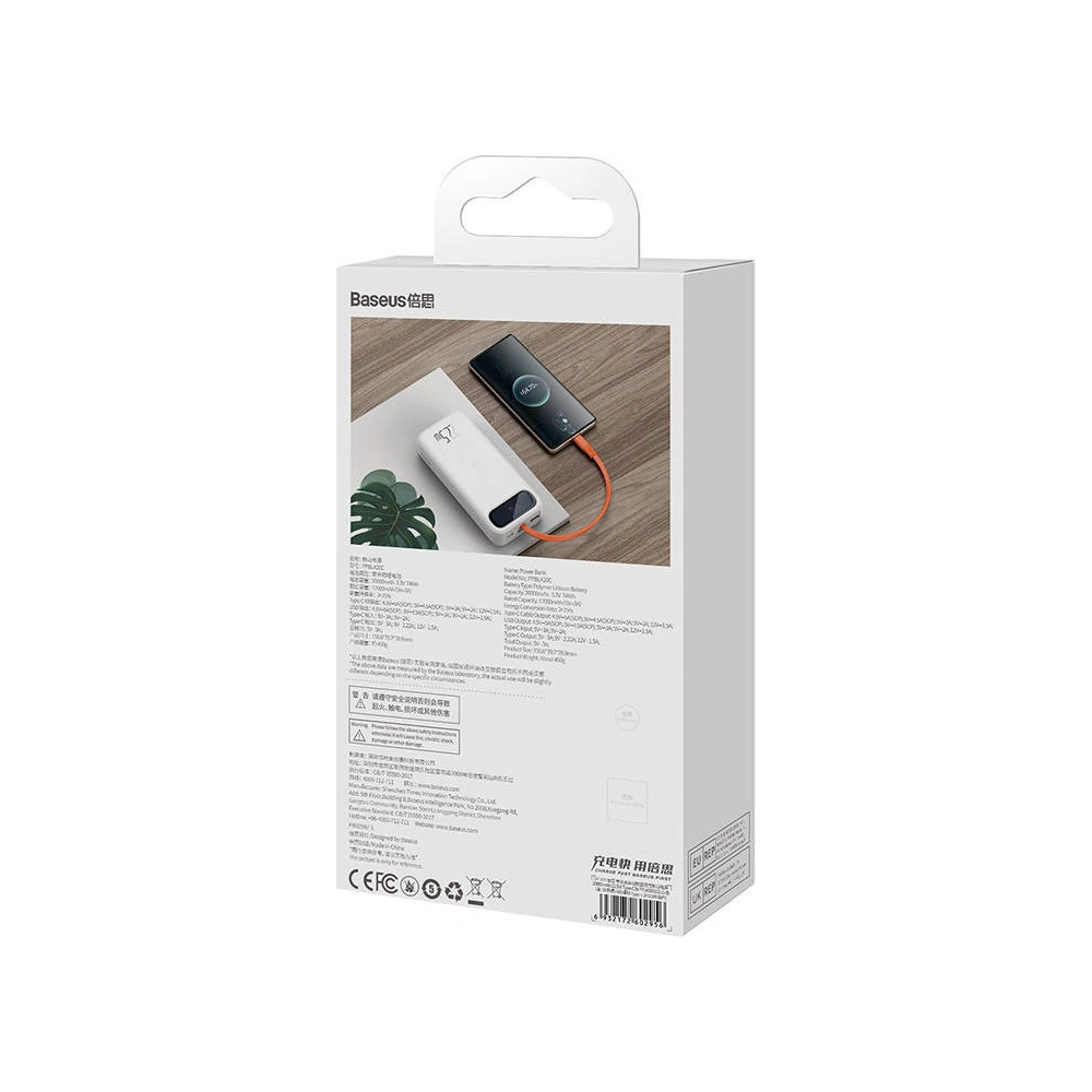 Hurtownia GSM - Powerbank Baseus Block 20000mAh, 22.5W + kabel USB-C (biały) - BSU3238WHT - {ean13} - Hurt