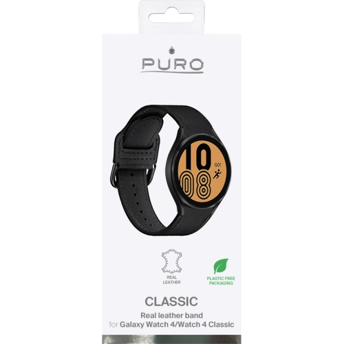Pasek PURO Classic Leather Band Samsung Galaxy Watch 4/4 Classic (czarny)