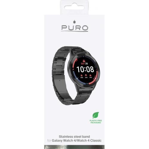 Bransoleta PURO Metal Stainless Steel Band Samsung Galaxy Watch 4/4 Classic (czarny)
