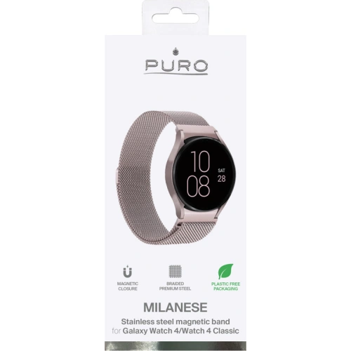 Bransoleta PURO Milanese Magnetic Band Samsung Galaxy Watch 4/4 Classic (różowe złoto)