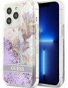 Etui Guess GUHCP13LLFLSU Apple iPhone 13 Pro fialové/purple hardcase Flower Liquid Glitter