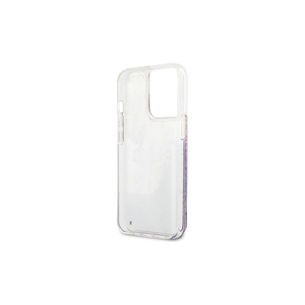 Wholesale Guess GUHCP13LLFLSU Apple iPhone 13 Pro purple hardcase Flower Liquid Glitter - GUE1676PRP - {ean13} - Hurt