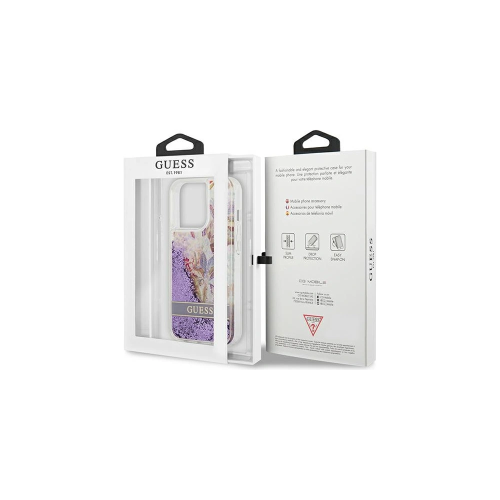 Hurtownia GSM - Case Guess GUHCP13LLFLSU Apple iPhone 13 Pro lila/purple Hardcase Flower Liquid Glitter - GUE1676PRP - {ean13} - Hurt