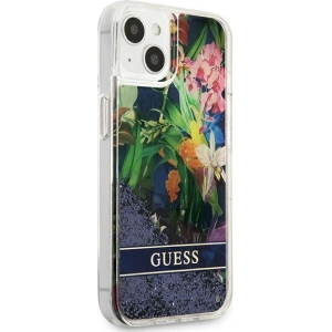 Etui Guess GUHCP13MLFLSB Apple iPhone 13 niebieski/blue hardcase Flower Liquid Glitter