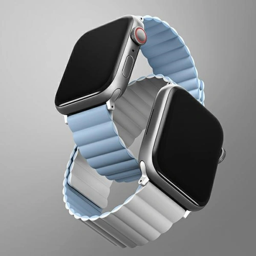 Pasek UNIQ Revix Apple Watch 4/5/6/7/SE/8/9/10 40/41/42mm Reversible Magnetic biały-niebieski/white-blue