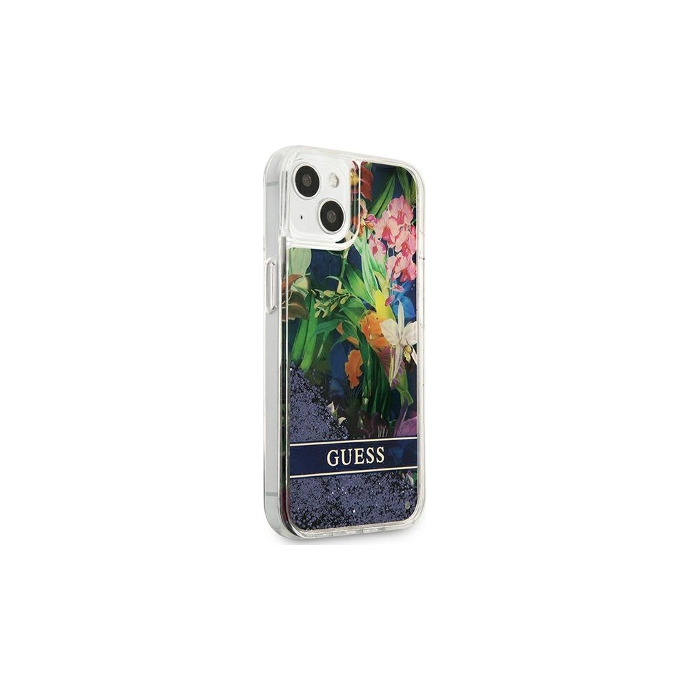 Hurtownia GSM - Etui Guess GUHCP13SLFLSB Apple iPhone 13 mini niebieski/blue hardcase Flower Liquid Glitter - GUE1680BLU - {ean13} - Hurt