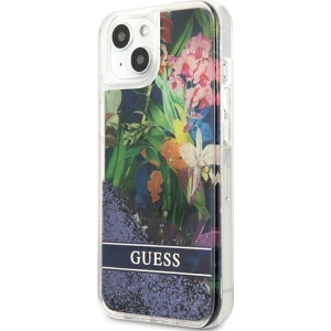 Hurtownia GSM - Case Guess GUHCP13SLFLSB Apple iPhone 13 mini blau/hardcase Flower Liquid Glitter - GUE1680BLU - {ean13} - Hurt