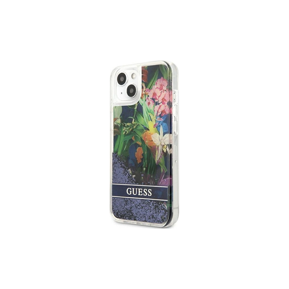 Hurtownia GSM - Etui Guess GUHCP13SLFLSB Apple iPhone 13 mini niebieski/blue hardcase Flower Liquid Glitter - GUE1680BLU - {ean13} - Hurt
