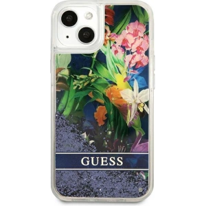 Hurtownia GSM - Case Guess GUHCP13SLFLSB Apple iPhone 13 mini blau/hardcase Flower Liquid Glitter - GUE1680BLU - {ean13} - Hurt