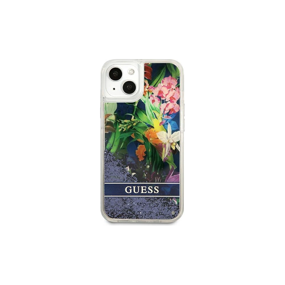 Hurtownia GSM - Etui Guess GUHCP13SLFLSB Apple iPhone 13 mini niebieski/blue hardcase Flower Liquid Glitter - GUE1680BLU - {ean13} - Hurt