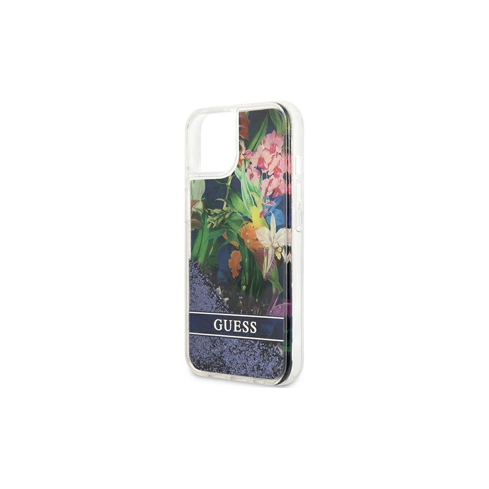 Hurtownia GSM - Etui Guess GUHCP13SLFLSB Apple iPhone 13 mini niebieski/blue hardcase Flower Liquid Glitter - GUE1680BLU - {ean13} - Hurt