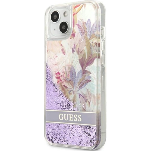 Etui Guess GUHCP13SLFLSU Apple iPhone 13 mini fioletowy/purple hardcase Flower Liquid Glitter