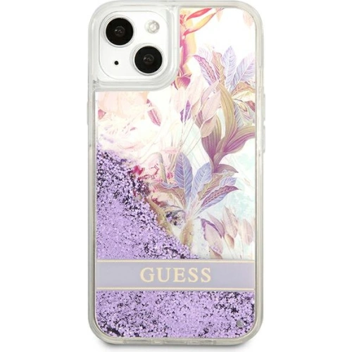 Etui Guess GUHCP13SLFLSU Apple iPhone 13 mini fioletowy/purple hardcase Flower Liquid Glitter