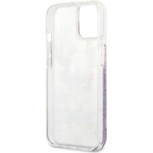 Etui Guess GUHCP13SLFLSU Apple iPhone 13 mini fioletowy/purple hardcase Flower Liquid Glitter