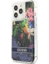 Wholesale Guess GUHCP13XLFLSB Apple iPhone 13 Pro Max blue hardcase Flower Liquid Glitter - GUE1683BLU - {ean13} - Hurt