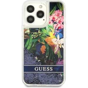 Etui Guess GUHCP13XLFLSB Apple iPhone 13 Pro Max niebieski/blue hardcase Flower Liquid Glitter