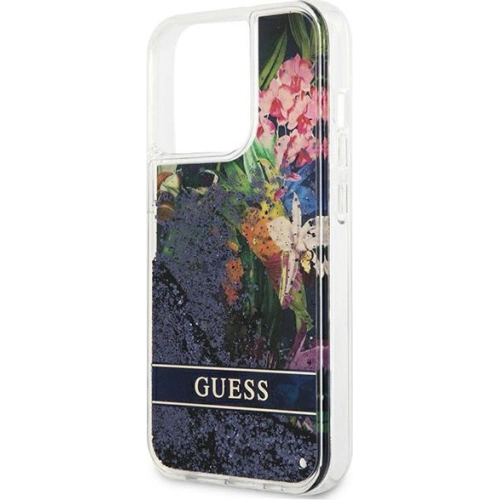 Etui Guess GUHCP13XLFLSB Apple iPhone 13 Pro Max niebieski/blue hardcase Flower Liquid Glitter