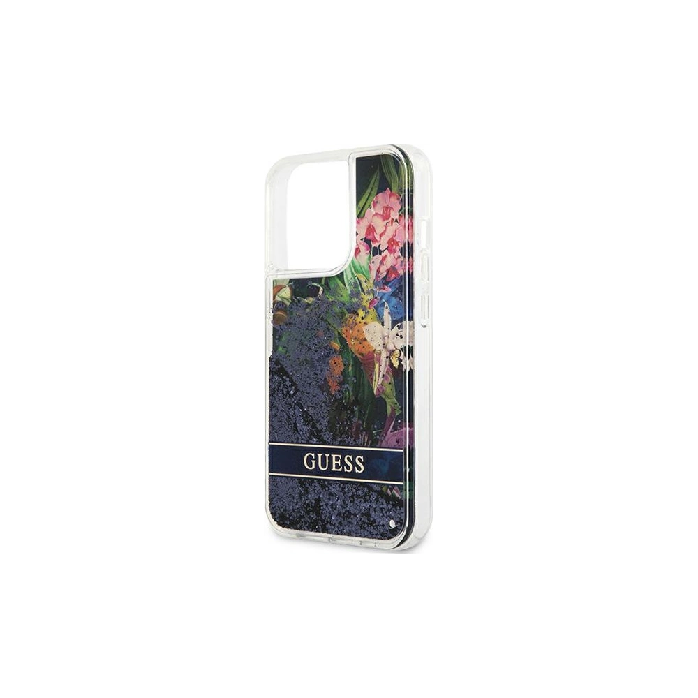 Wholesale Guess GUHCP13XLFLSB Apple iPhone 13 Pro Max blue hardcase Flower Liquid Glitter - GUE1683BLU - {ean13} - Hurt