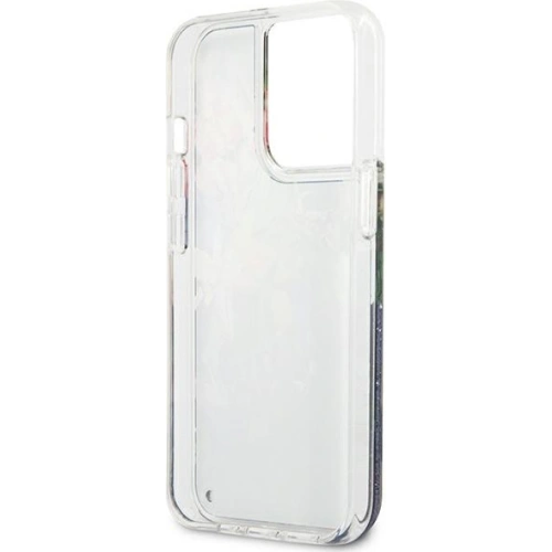 Etui Guess GUHCP13XLFLSB Apple iPhone 13 Pro Max niebieski/blue hardcase Flower Liquid Glitter