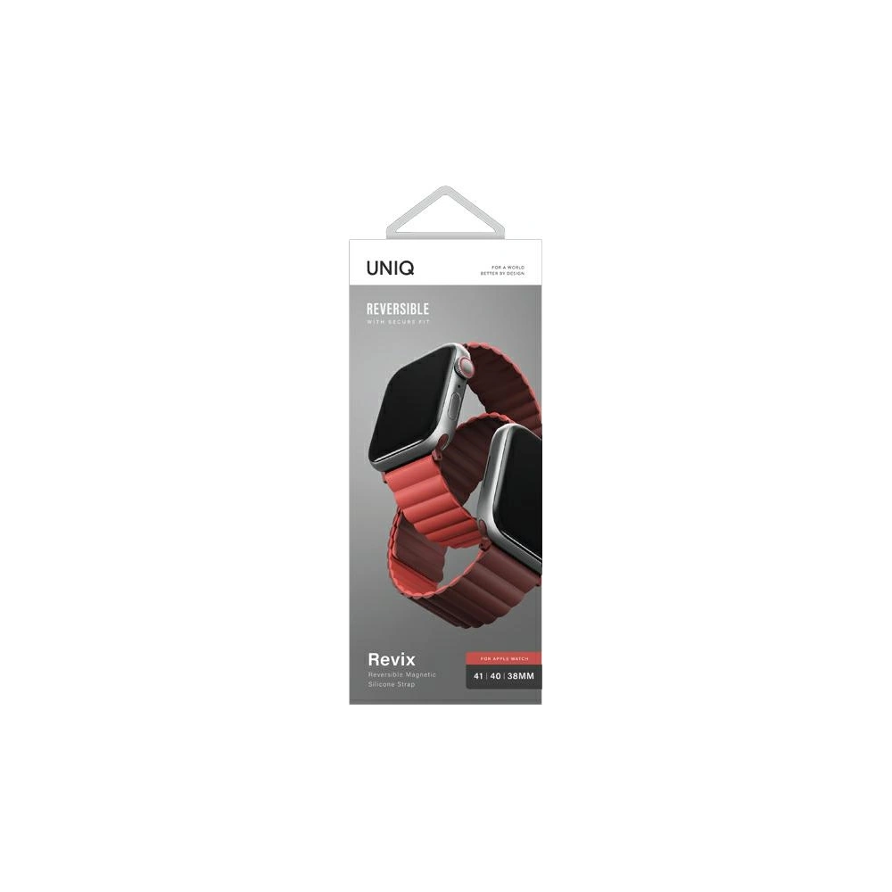 Hurtownia GSM - Pasek UNIQ Revix Apple Watch 4/5/6/7/SE/8/9/10 40/41/42mm Oboustranný Magnetic bordový-koralový/maroon-coral - UNIQ623MARCOL - {ean13} - Hurt