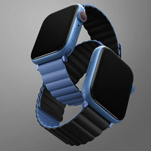 Pasek UNIQ Revix Apple Watch 4/5/6/7/SE/8/9/10 40/41/42mm Reversible Magnetic czarny-niebieski/black-blue