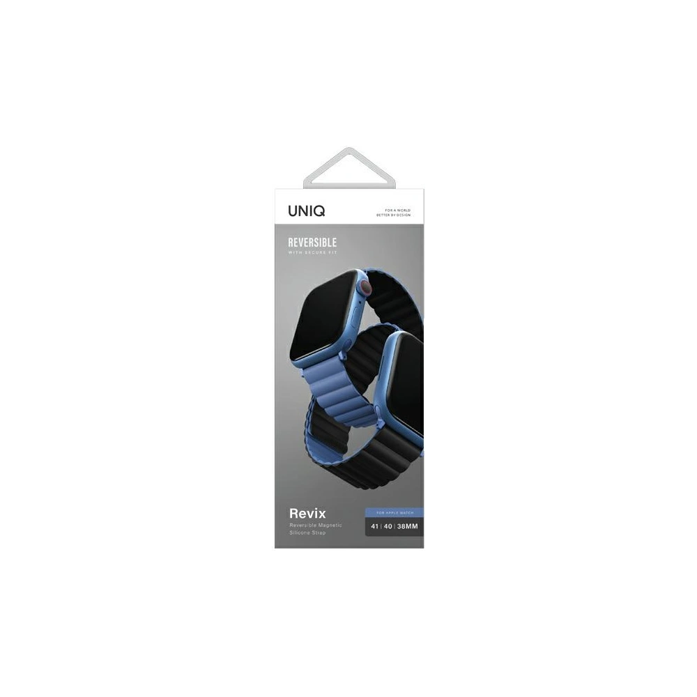 Wholesale UNIQ Revix strap Apple Watch 4/5/6/7/SE/8/9/10 40/41/42mm Reversible Magnetic black-blue - UNIQ624BLKBLU - {ean13} - Hurt