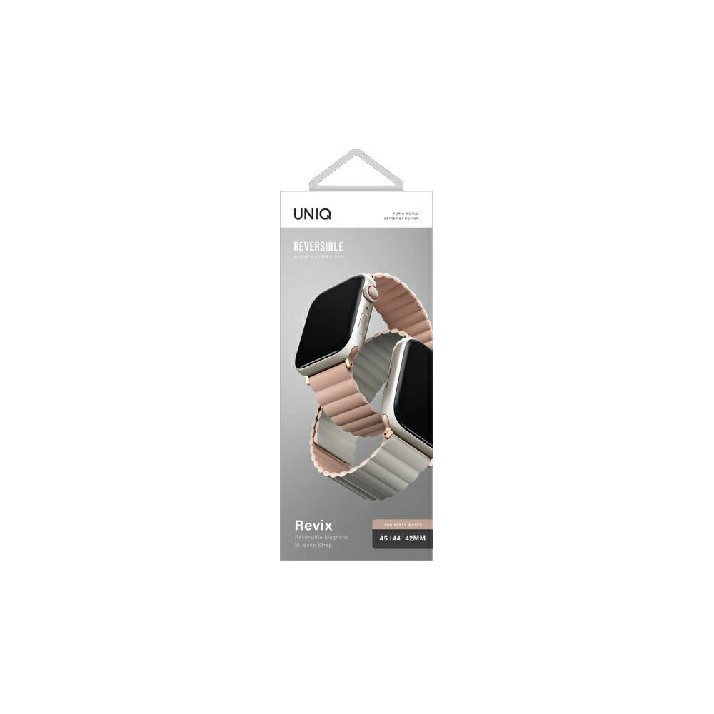 Hurtownia GSM - Pasek UNIQ Revix Apple Watch 4/5/6/7/SE/8/9/Ultra 44/45/49mm Reversible Magnetic růžový-bežový/pink-beige - UNIQ628PNKBEI - {ean13} - Hurt