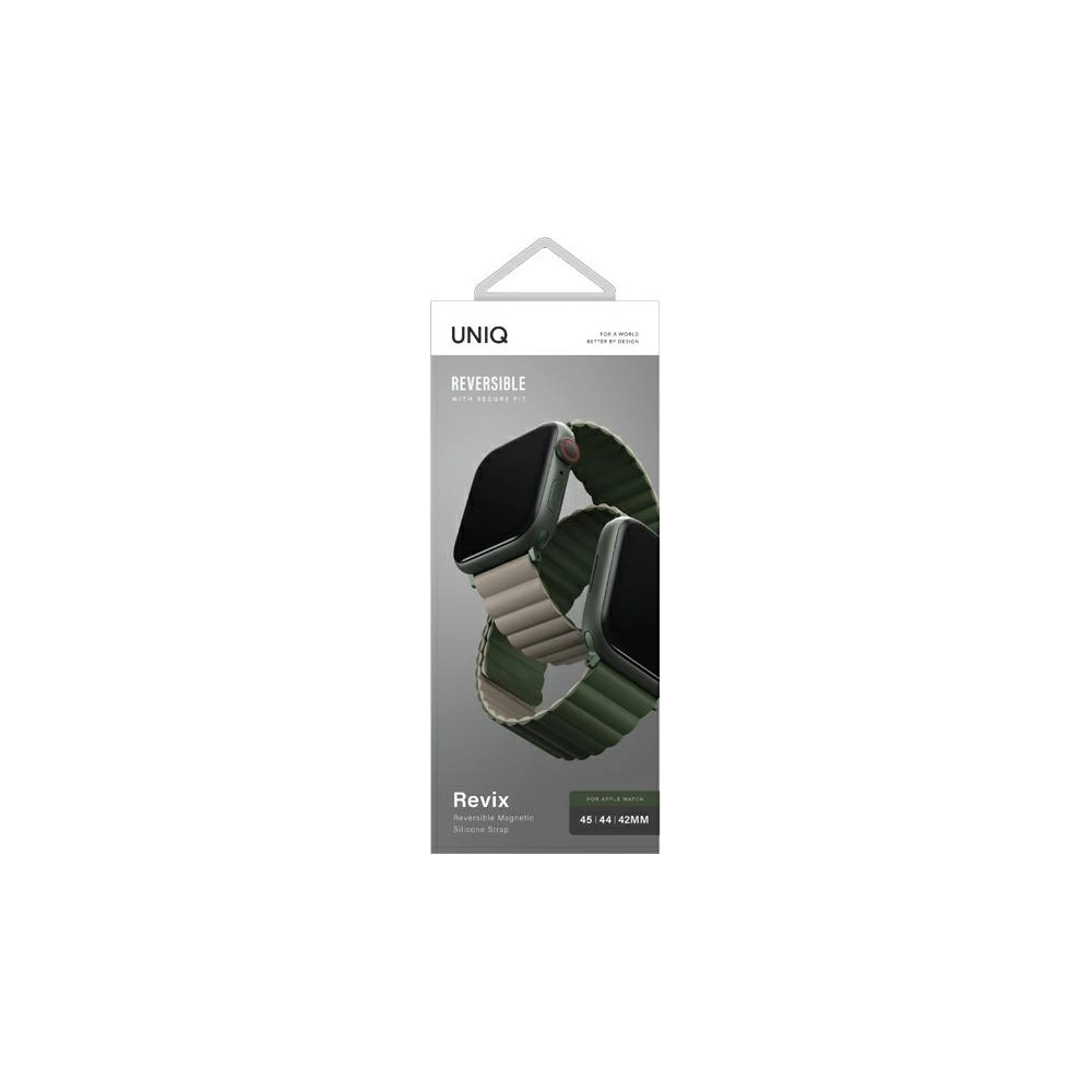 Hurtownia GSM - Pasek UNIQ Revix Apple Watch 4/5/6/7/SE/8/9/Ultra 44/45/49mm Reversible Magnetic zeleno-šedý/green-taupe - UNIQ630GRNTAU - {ean13} - Hurt