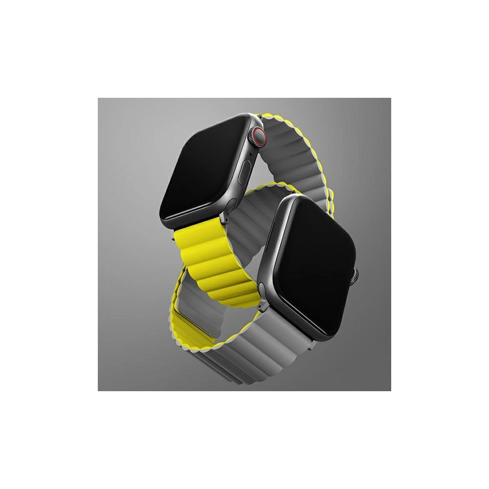 Hurtownia GSM - Pasek UNIQ Revix Apple Watch 4/5/6/7/SE/8/9/Ultra 44/45/49mm Reversible Magnetic žlutý-šedý/yellow-grey - UNIQ631YELGRY - {ean13} - Hurt