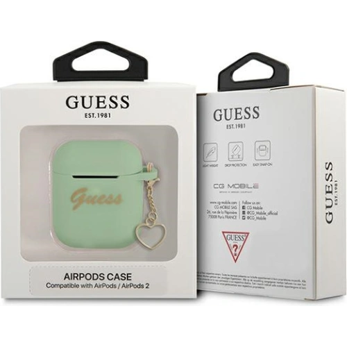 Etui Guess GUA2LSCHSN Apple AirPods zielony/green Silicone Charm Heart Collection