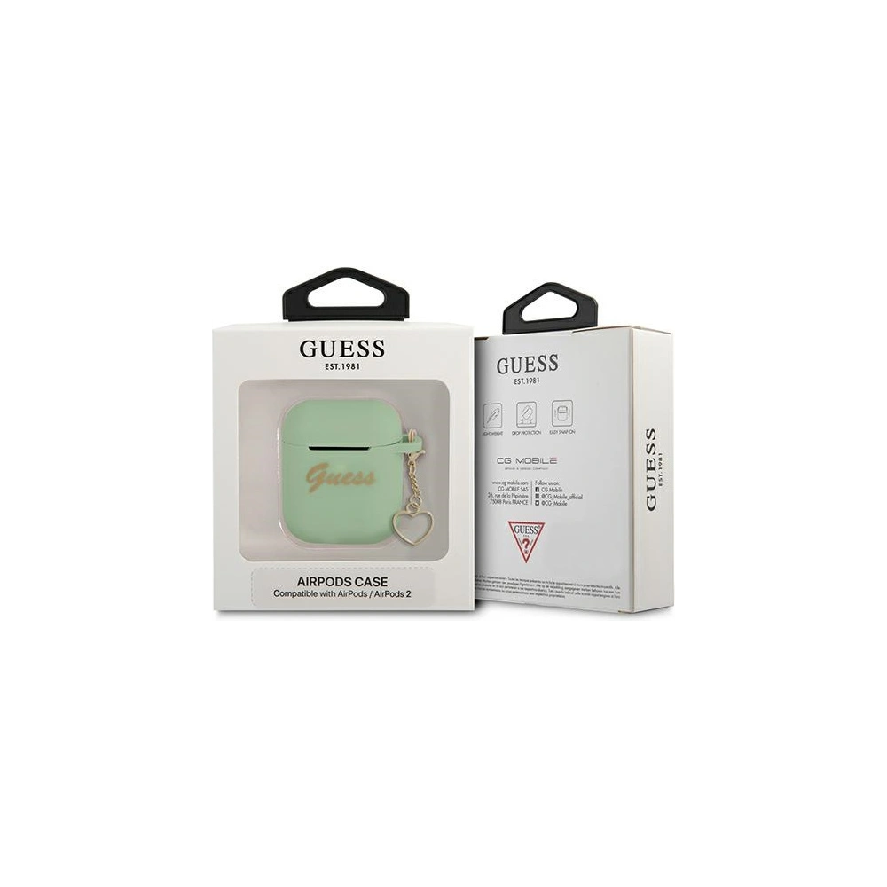 Hurtownia GSM - Etui Guess GUA2LSCHSN Apple AirPods zelený/green silikonový přívěsek Heart Collection - GUE1695GRN - {ean13} - Hurt