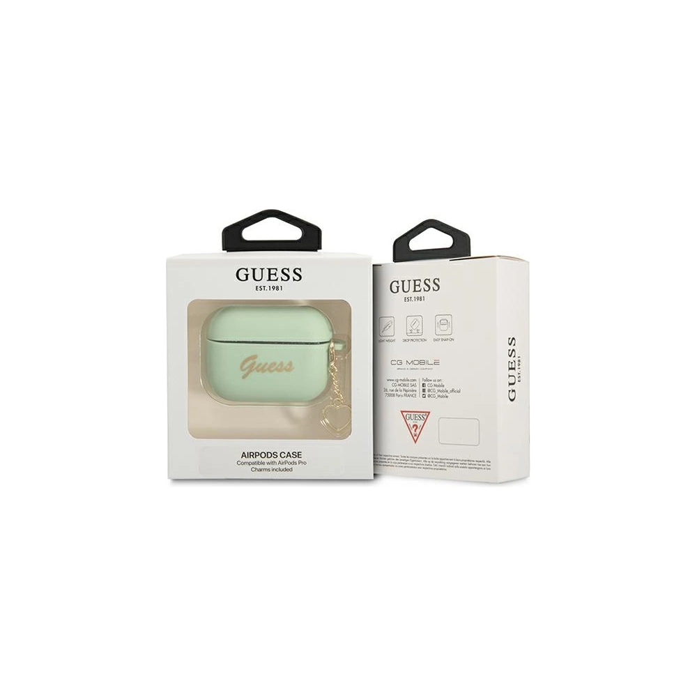 Hurtownia GSM - Etui Guess GUAPLSCHSN Apple AirPods Pro zielony/green Silicone Charm Heart Collection - GUE1699GRN - {ean13} - Hurt