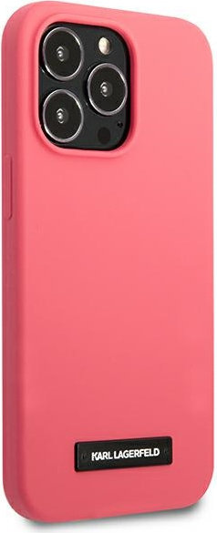 Kryt Karl Lagerfeld KLHCP13XSLMP1PI Apple iPhone 13 Pro Max hardcase fuchsia Silicone Plaque