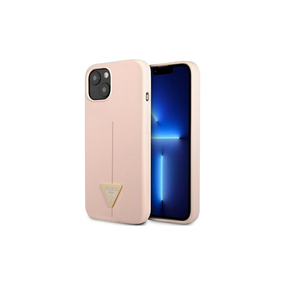 Wholesale Guess GUHCP13MSLTGP Apple iPhone 13 pink hardcase Silicone Triangle - GUE1704PNK - {ean13} - Hurt