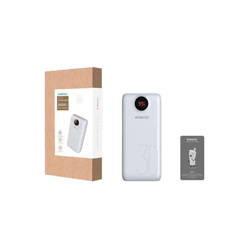 Hurtownia GSM - Powerbank Romoss SW30 26800mAh QC 3.0 PD 2xUSB-A, USB-C, microUSB, Lightning (bílý) - ROM002WHT - {ean13} - Hurt