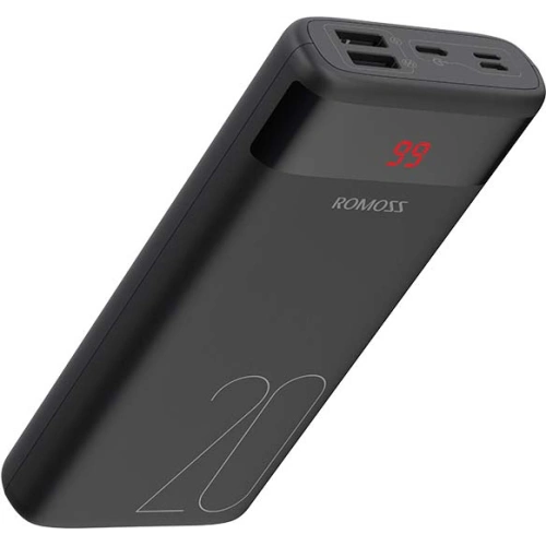 Powerbank Romoss Ares 20 20000mAh 2xUSB-A, USB-C, microUSB, Lightning (czarny)