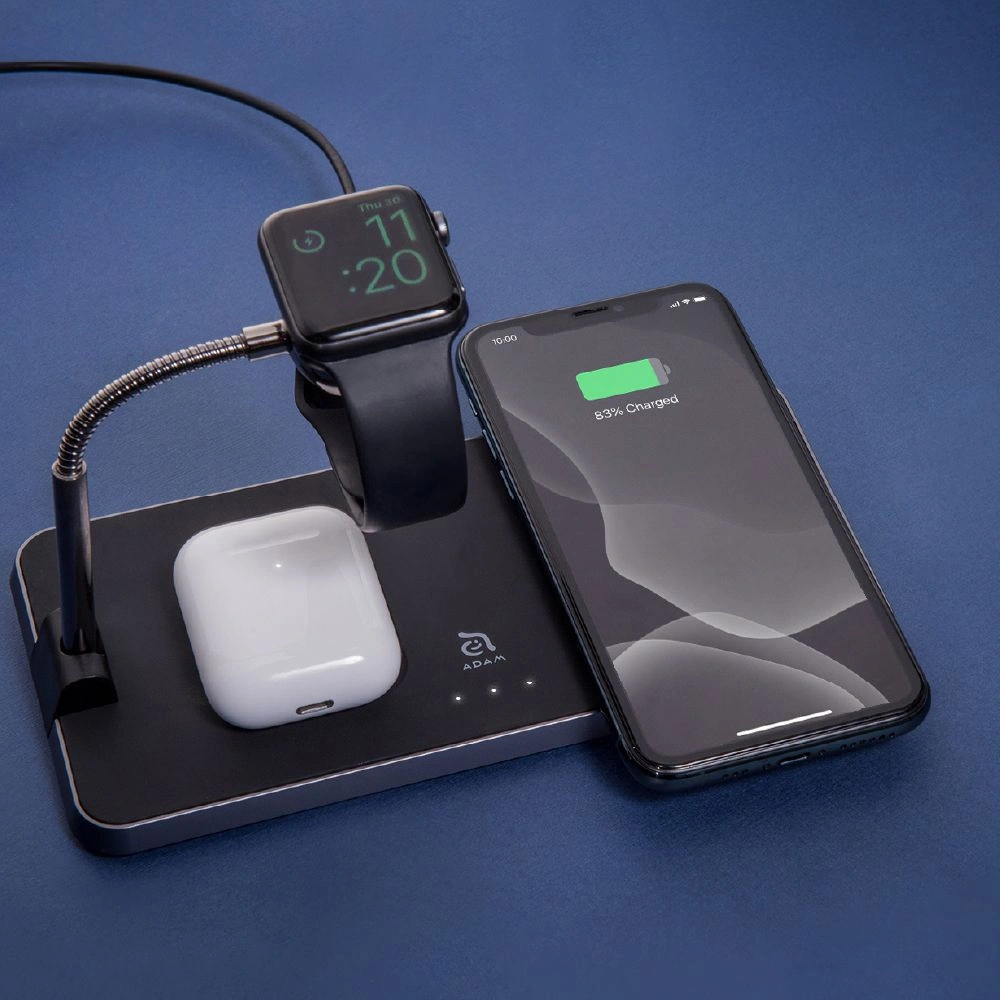 Hurtownia GSM - Bezdrátová nabíječka Adam Elements Omnia Q3 pro 3 zařízení s držákem na Apple Watch (černá) - ADAM003BLK - {ean13} - Hurt